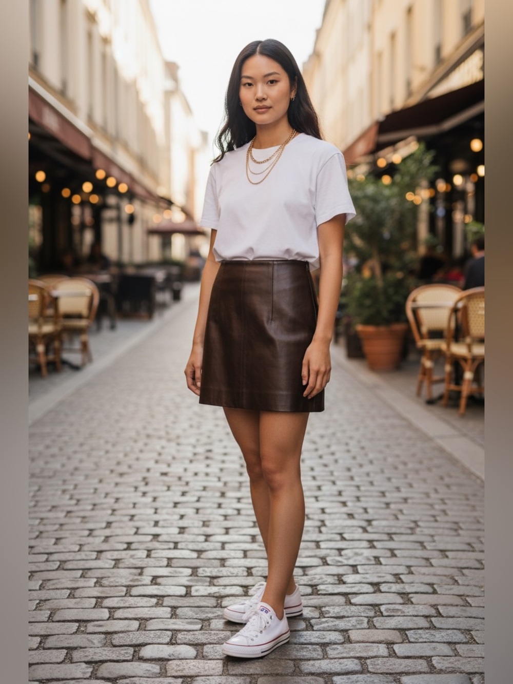 Hersy Brown Faux Leather Mini Skirt